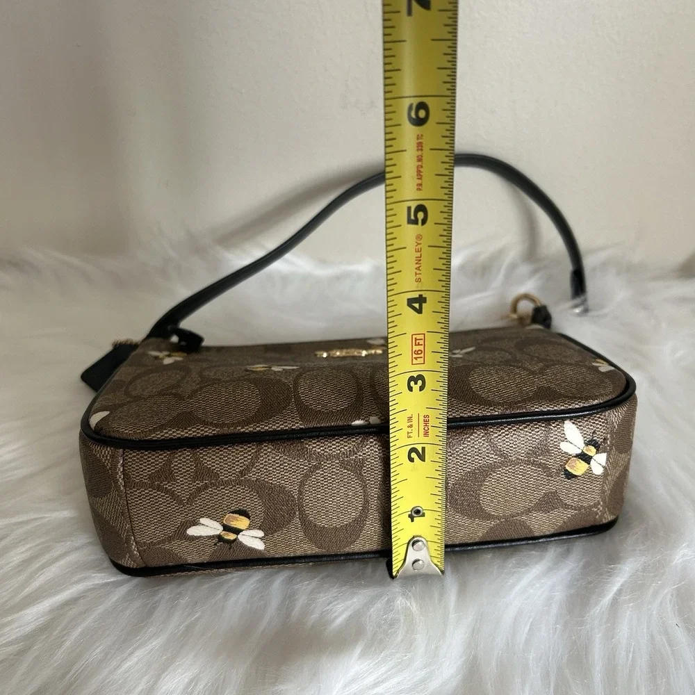 Coach Nolita 19 Signature Canvas Honey Bee Print Wristlet Brown Black Bag - Picture 9 of 9